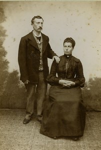 France Tourcoing Portrait de Couple en Studio Ancienne Carte Cabinet Photo Bataille 1900