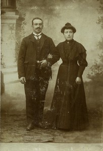 France Roubaix Portrait de Couple Ancienne Carte Cabinet Photo Hermant 1890