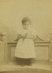 France Paris child holding a Marotte Toy Old Cabinet Card Photo Capelle 1890