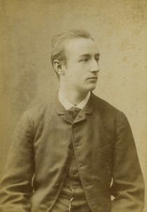 France Paris young man Portrait Old Cabinet Card Photo Pirou 1890