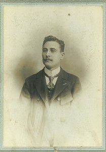 France Paris Man Portrait Tie Old Cabinet Card Photo Doisen 1900
