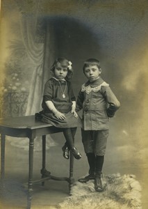 France Lyon Children Sibling Portrait Cabinet Card Photo Cie Americaine 1918 #1
