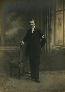 France Lyon man with armband Old Cabinet Card Photo Cie Americaine 1918