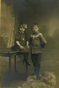 France Lyon Children Sibling Portrait Cabinet Card Photo Cie Americaine 1918 #2