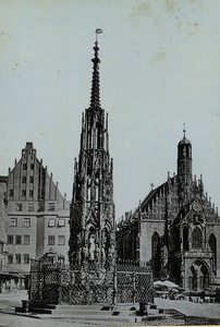 Germany Nuremberg Fountain & Frauenkirche Old Cabinet Photo Roepke 1890