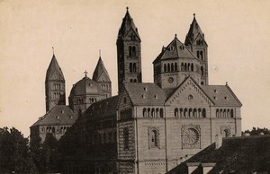 Germany Speyer Cathedral view from the Rhine Old Cabinet Photo Jager 1890 #1