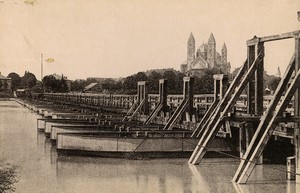 Germany Speyer Boat bridge Old Cabinet Photo Jager 1890