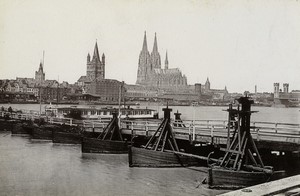 Germany Cologne Boat Bridge Old Cabinet Photo Römmler & Jonas 1899