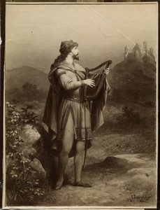 Germany Schweninger Painting o you my beautiful evening star Harp Old Photo 1880