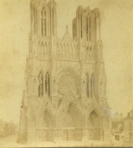 France Reims Cathedral Old Half-Stereo Photo Valecke 1865