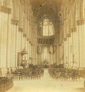 France Reims Cathedral interior Old Half-Stereo Photo Valecke 1865