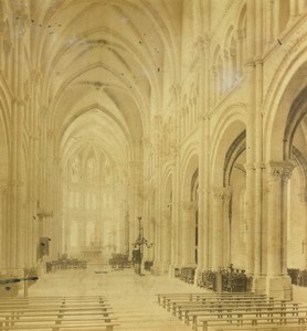 France Reims Saint André church interior Old Half-Stereo Photo Valecke 1865