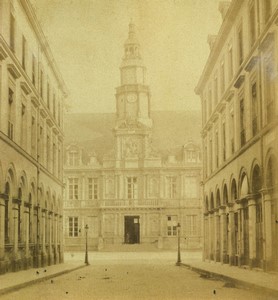 France Reims City Hall Old Half-Stereo Photo Valecke 1865