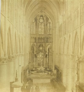 France Chalons sur Marne Cathedral interior Old Half-Stereo Photo Valecke 1865