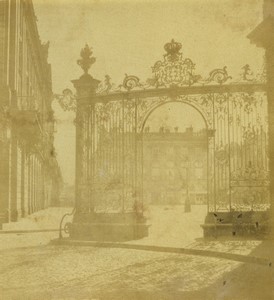 France Nancy Stanislas place & City Hall Old Half-Stereo Photo Valecke 1865