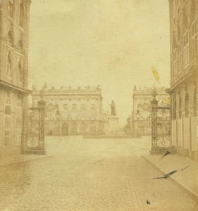 France Nancy street & Place Stanislas Old Half-Stereo Photo Valecke 1865