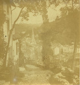 France Plombieres taken from Epinal road Old Half-Stereo Photo Valecke 1865