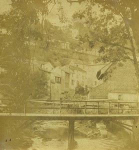 France Plombieres bridge over the stream Old Half-Stereo Photo Valecke 1865