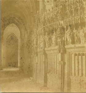 France Chartres Cathedral Choir Carvings Old Half-Stereo Photo Valecke 1865