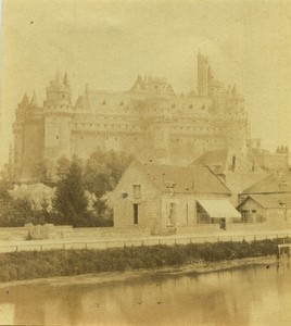 France Pierrefonds Castle from Maronnier Old Half-Stereo Photo Valecke 1865
