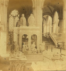 France Saint Denis basilica interior Old Half-Stereo Photo Valecke 1865 #1