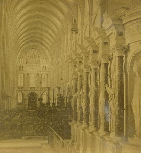 France Reims St Remi church interior Old Half-Stereo Photo Valecke 1865