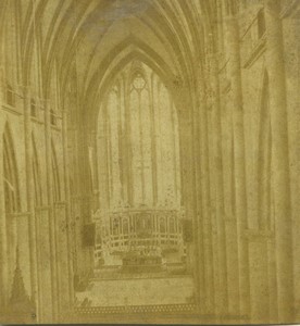 France Toul cathedral interior Old Half-Stereo Photo Valecke 1865
