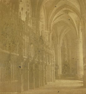 France Chartres cathedrale interieur Ancienne Demi Stereo Photo Valecke 1865 #1