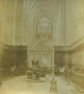 France Soissons Cathedral interior Old Half-Stereo Photo Valecke 1865 #2