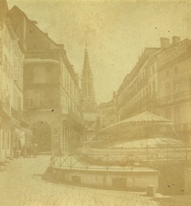 France Plombieres the roman baths Old Half-Stereo Photo Valecke 1865