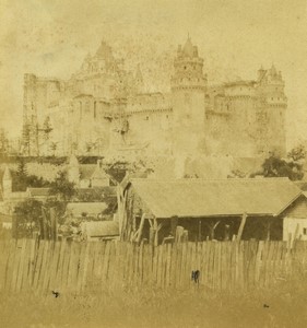 France Pierrefonds château en restauration Ancienne Demi Stereo Photo Valecke 1865