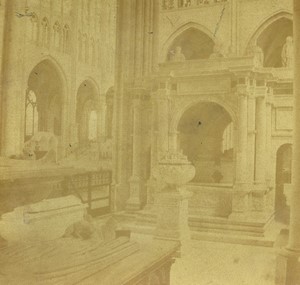 France St Denis Basilica memorial Francois I Old Half-Stereo Photo Valecke 1865