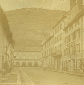 France Mont Dore une rue Ancienne Demi Stereo Photo 1865