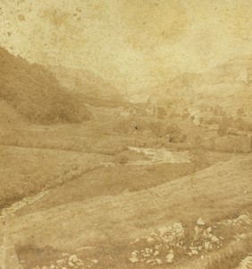 France Auvergne Mirabeau valley near Mont Dore Old Half-Stereo Photo 1865
