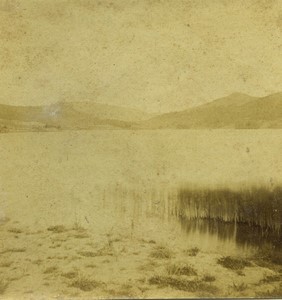 France Auvergne Chambon Lake Old Half-Stereo Photo Valecke 1865