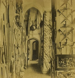 Royaume Uni Château de Warwick l'arsenal Ancienne Demi Stereo Photo 1865