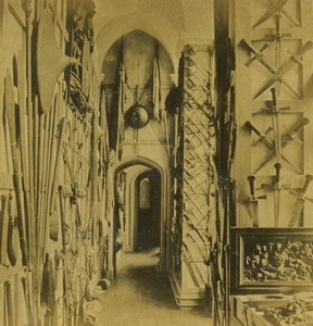 United Kingdom Warwick Castle the Arsenal Old Half-Stereo Photo 1865
