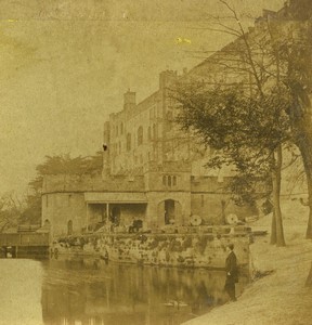 Royaume Uni Warwick le Moulin et le Château Ancienne Demi Stereo Photo 1865