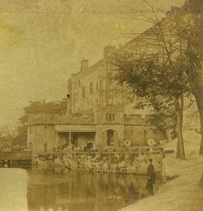 UK Warwick the Mill & the Castle Old Half-Stereo Photo 1865