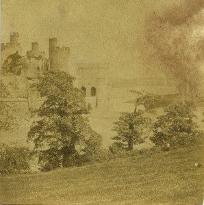 United Kingdom Conway Tubular Bridge Old Half-Stereo Photo 1865