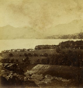 United Kingdom Derwentwater Lake Old Half-Stereo Photo 1865