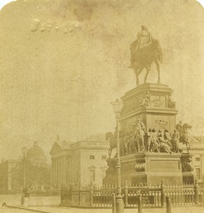 Germany Berlin unter den Linden monument statue Old Half-Stereo Photo 1865