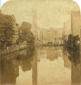 Germany Hamburg Post Tower & Mill Old Half-Stereo Photo C Gaudin 1865