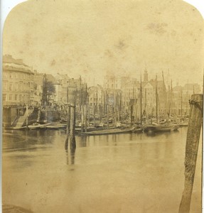 Germany Hamburg the Biennenhalen Old Half-Stereo Photo Gaudin 1865