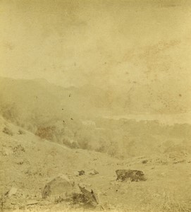 United Kingdom Derwentwater Lake Old Half-Stereo Photo 1865