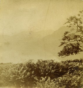 United Kingdom Lake District Ullswater general view Old Half-Stereo Photo 1865