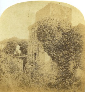 France Vendée Court of castle of Tiffauges Old Half-Stereo Photo Jouvin 1865