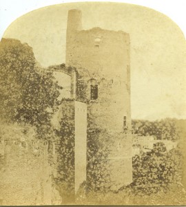 France Loire Castle of Clisson torture tower Old Half-Stereo Photo Jouvin 1865
