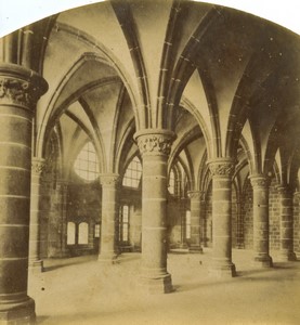 France Mont Saint Michel Knights' Hall Old Half-Stereo Photo 1865