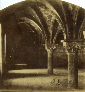 France Mont Saint Michel salle des Chevalliers Ancienne Demi Stereo Photo 1865